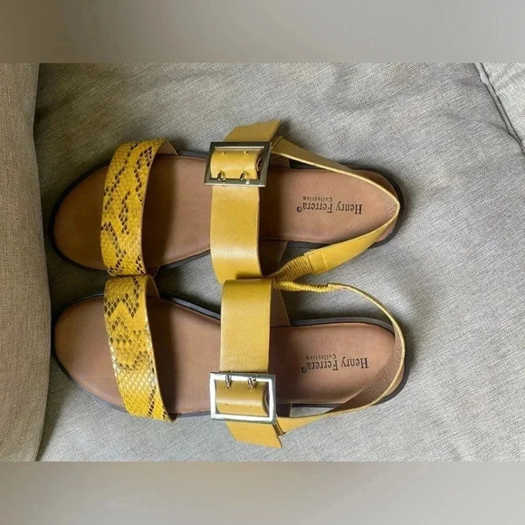 HENRY FERRERA mustard Yellow sandals MINT, women's size 10, sling back boho - Picture 10 of 14